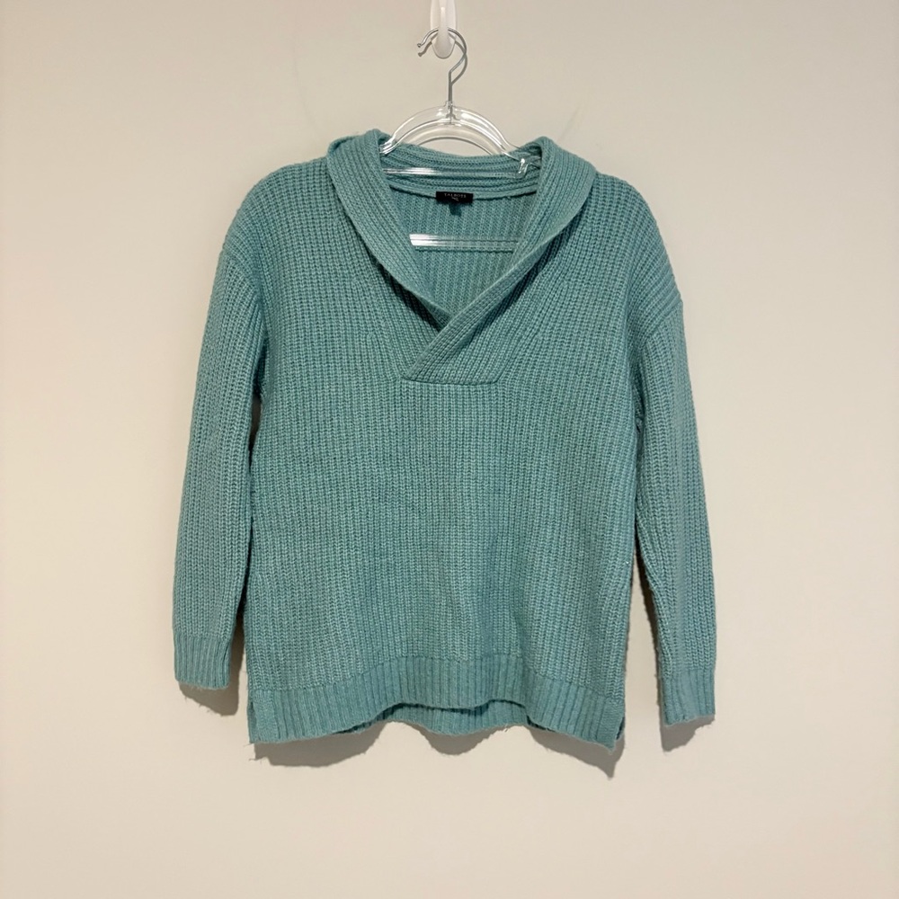 Talbot’s Shawl Neck wool blend‎ Sweater Seafoam Green Size medium petite